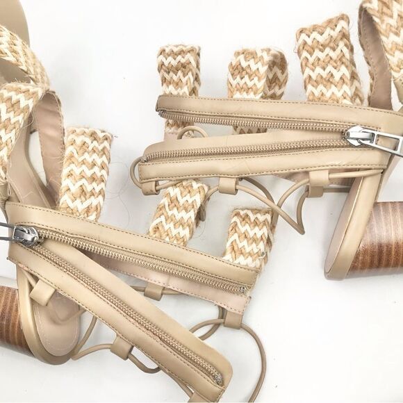 Charles by Charles David ELLA Tan Cream Woven Caged Strappy Block Heel Sandals - Picture 11 of 16